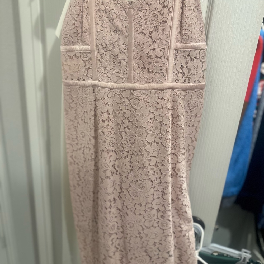 Express Pink Lace Midi Dress